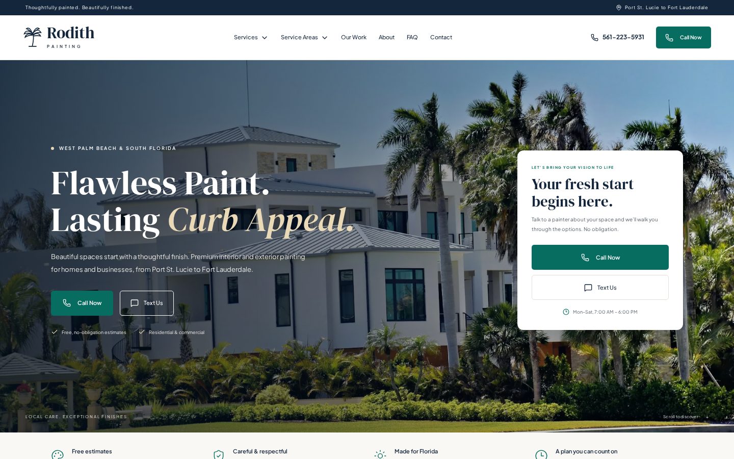 Rodith Painting website homepage